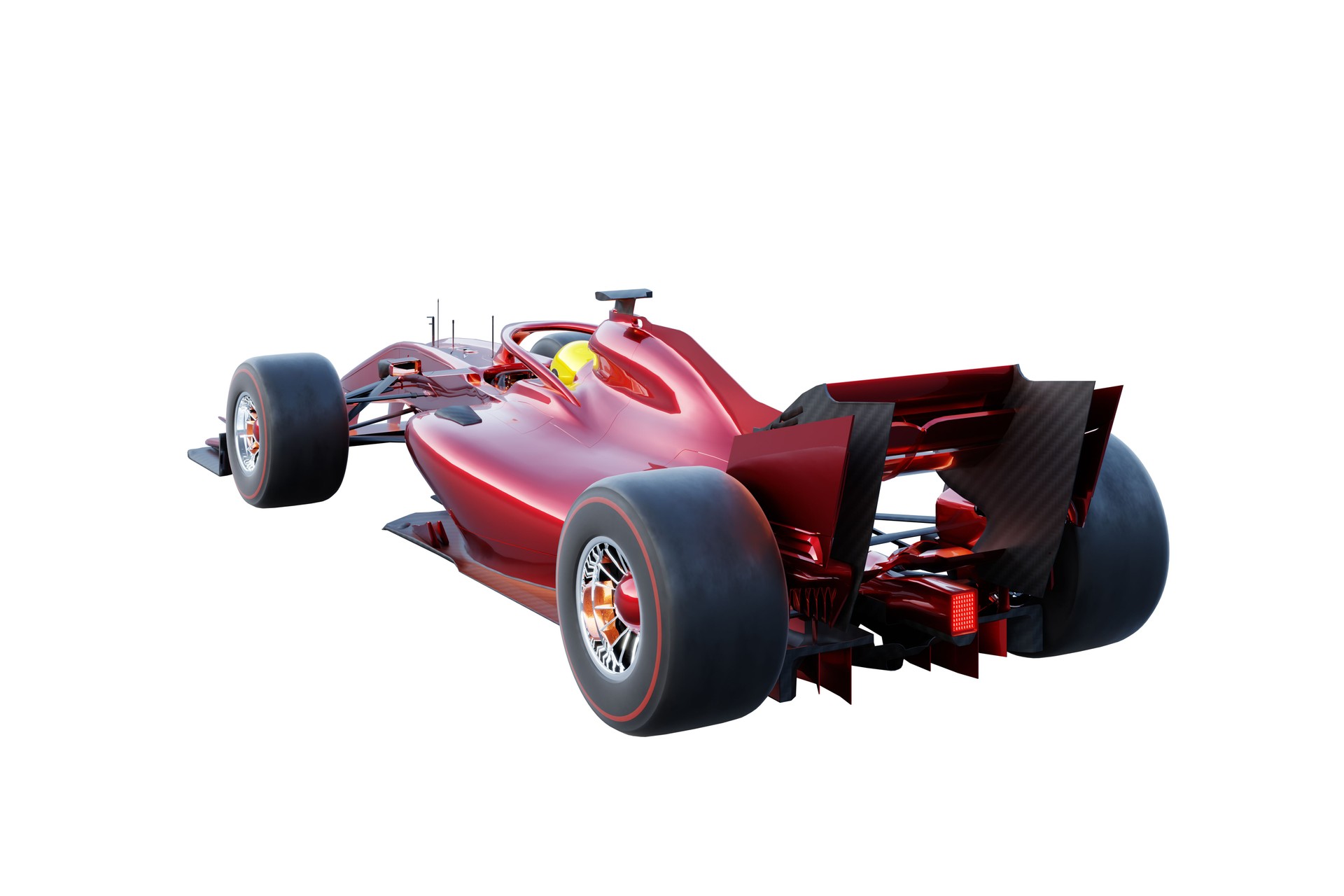 3d rendering red racing car speeding on a white background